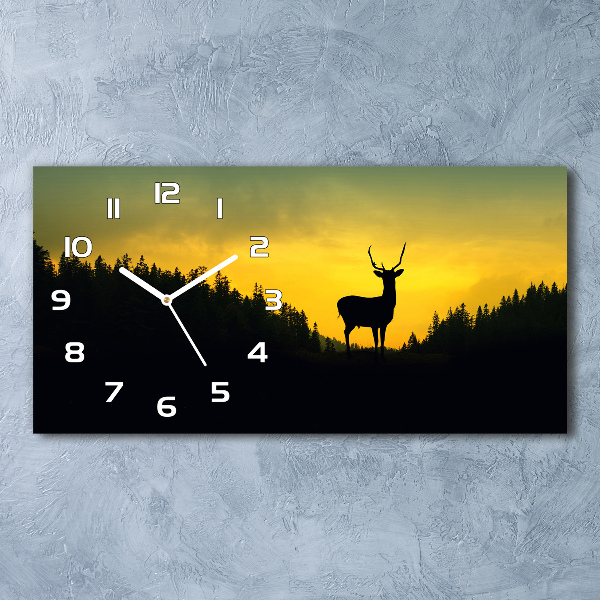 Nowoczesny zegar ścienny szklany Jeleń