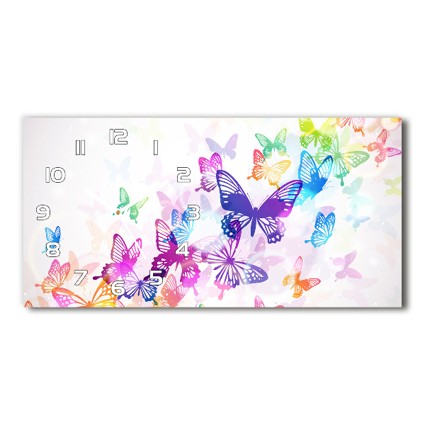 Glazen klok horizontaal Kleurrijke vlinders