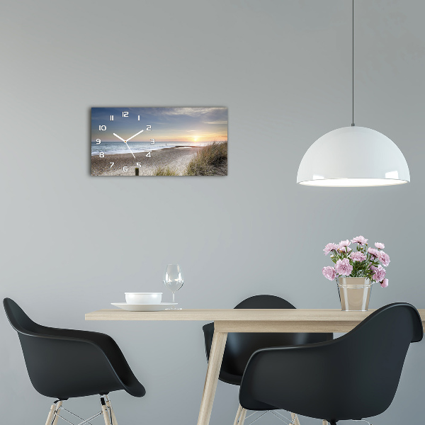 Glazen klok horizontaal Zonsondergang en duinen