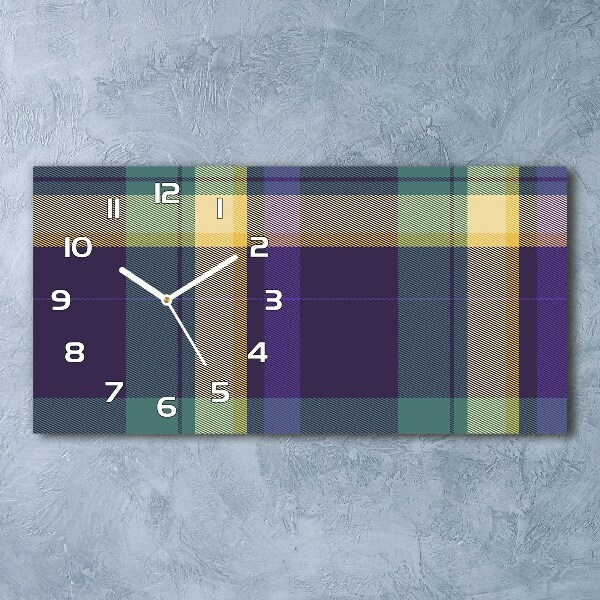 Langwerpige wandklok van glas Geruite textuur