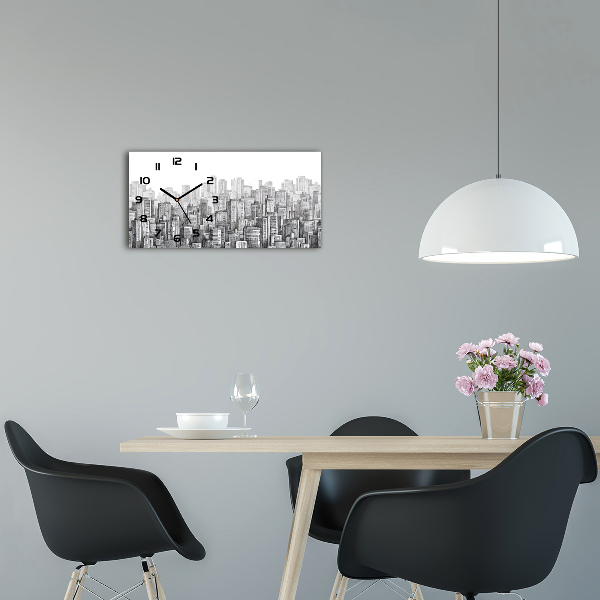 Langwerpige wandklok van glas Wolkenkrabbers