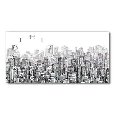 Langwerpige wandklok van glas Wolkenkrabbers