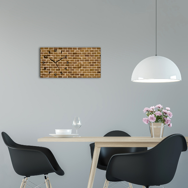 Langwerpige wandklok van glas Bakstenen muur