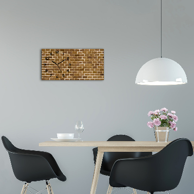 Langwerpige wandklok van glas Bakstenen muur