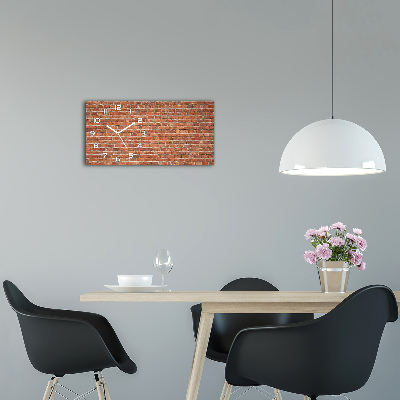 Langwerpige wandklok van glas Bakstenen muur
