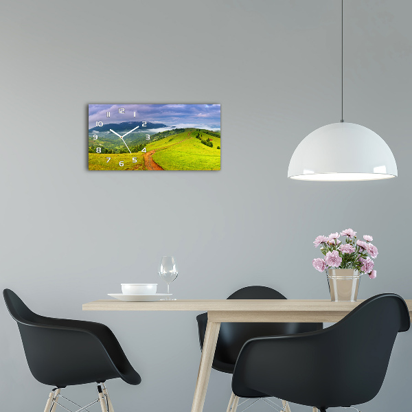 Glazen klok horizontaal Groene heuvels