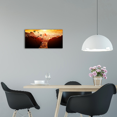 Glazen klok horizontaal Spring over de afgrond