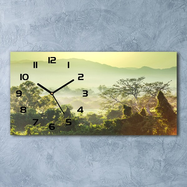 Glazen wandklok rechthoekig jungle