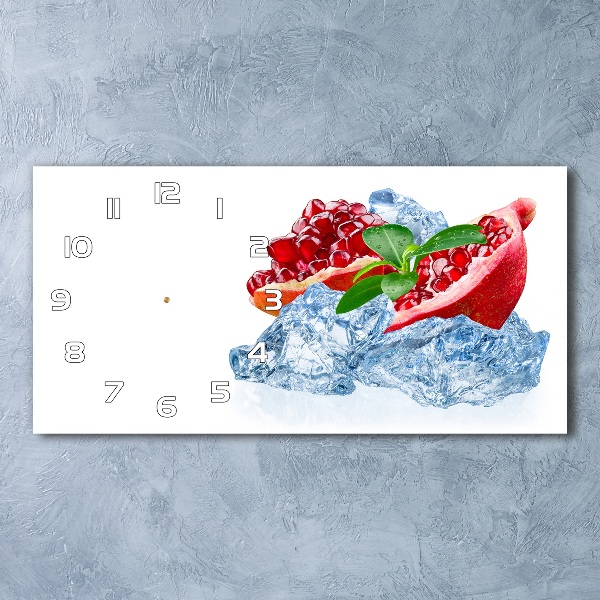 Langwerpige wandklok van glas Granaatappel met ijs