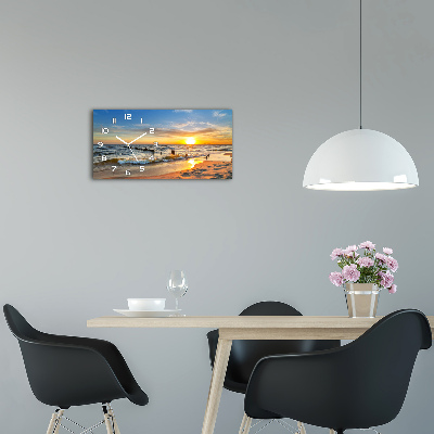 Glazen klok horizontaal Zonsondergangstrand