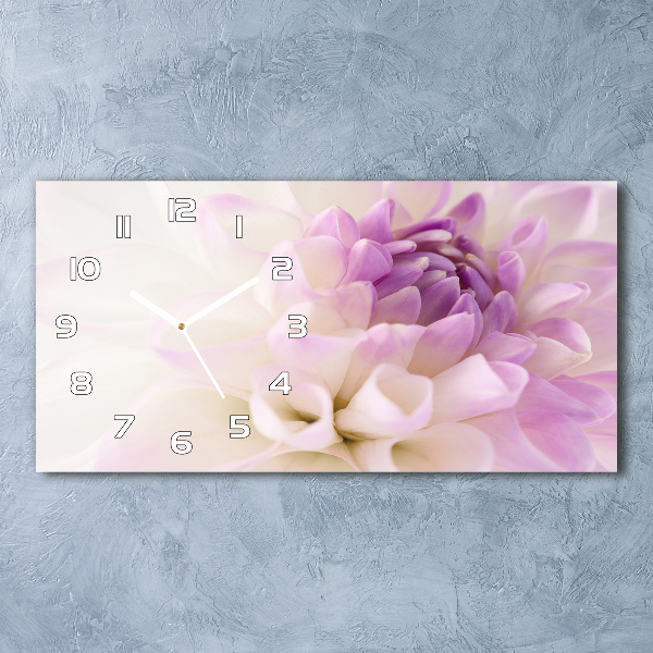 Glazen wandklok rechthoekig Witte dahlia