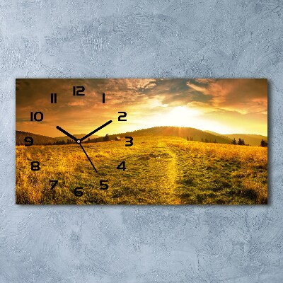 Langwerpige wandklok van glas Panorama van het Tatragebergte