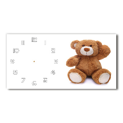 Langwerpige wandklok van glas Teddybeer