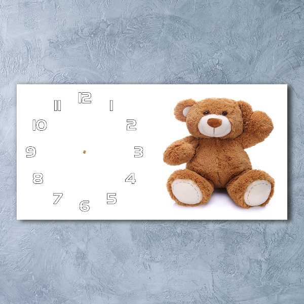 Langwerpige wandklok van glas Teddybeer