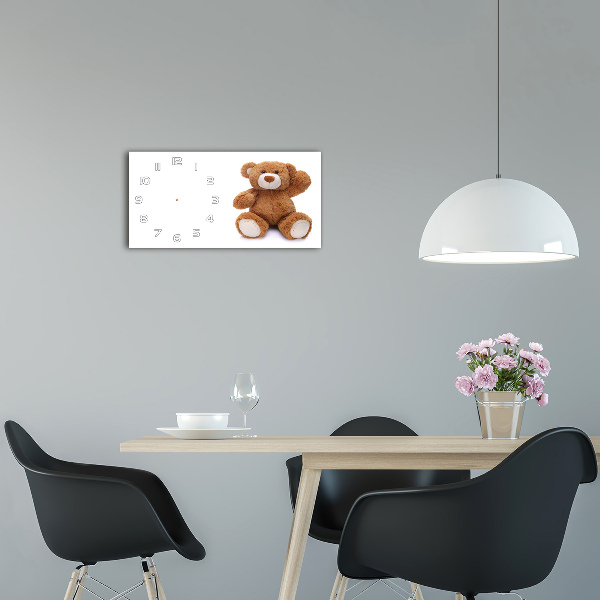 Langwerpige wandklok van glas Teddybeer