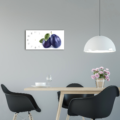 Glazen wandklok rechthoekig Pruimen
