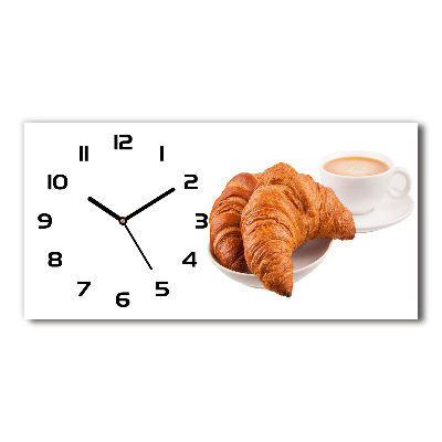 Glazen klok horizontaal Croissants en koffie