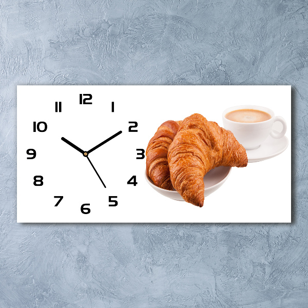 Glazen klok horizontaal Croissants en koffie