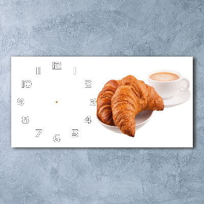 Glazen klok horizontaal Croissants en koffie