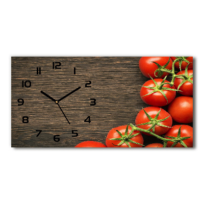 Glazen klok horizontaal Tomaten op hout