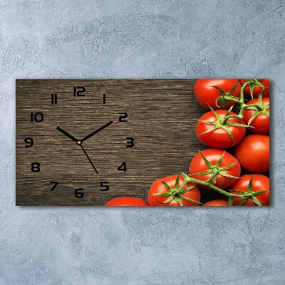 Glazen klok horizontaal Tomaten op hout