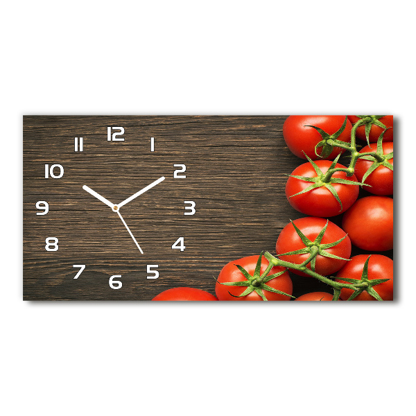Glazen klok horizontaal Tomaten op hout