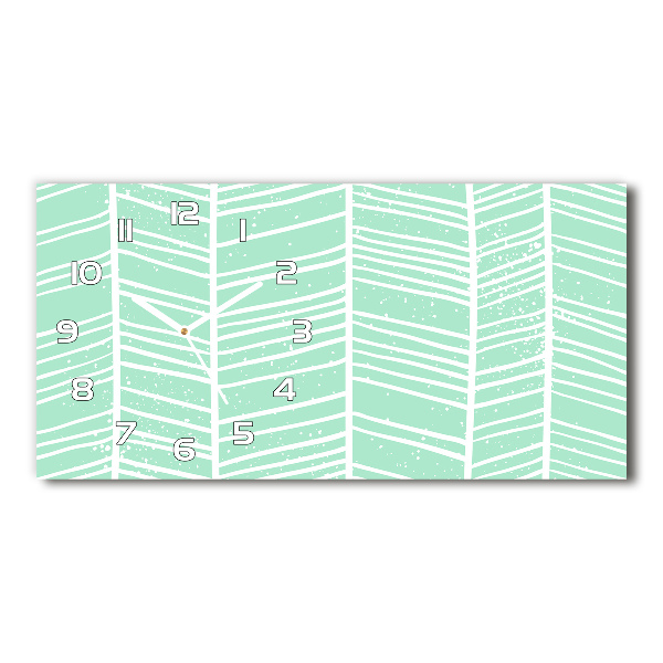 Langwerpige wandklok van glas Visgraatpatroon