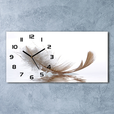 Glazen klok horizontaal Een veer op het water
