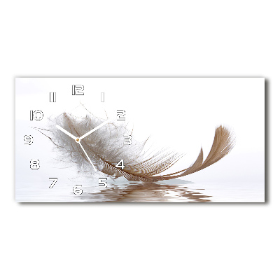 Glazen klok horizontaal Een veer op het water