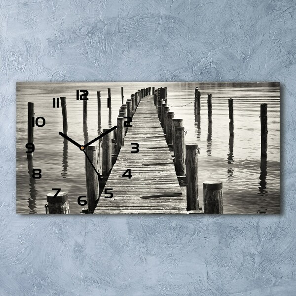Langwerpige wandklok van glas Houten steiger