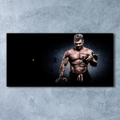 Langwerpige wandklok van glas Spieropbouw