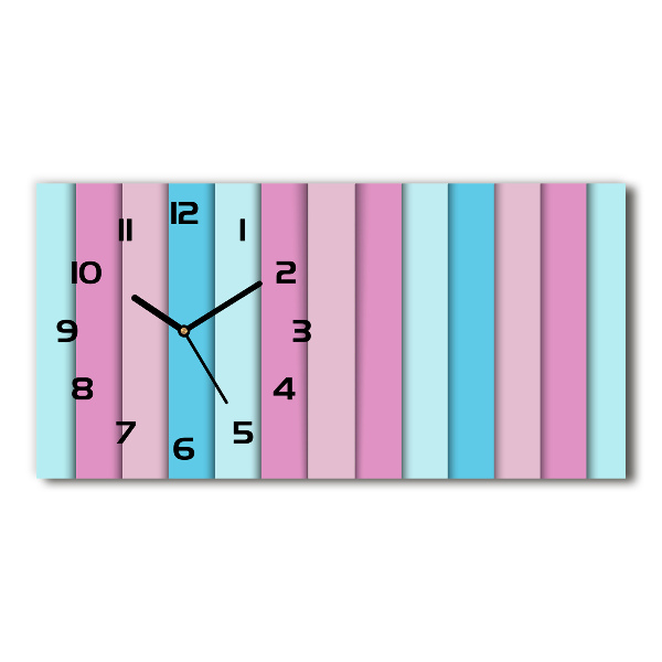 Langwerpige wandklok van glas Kleurrijke strepen