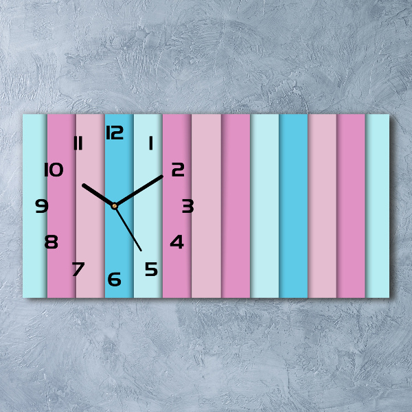 Langwerpige wandklok van glas Kleurrijke strepen