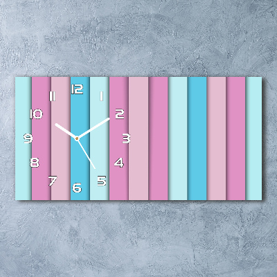 Langwerpige wandklok van glas Kleurrijke strepen