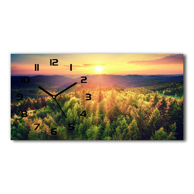 Glazen klok horizontaal Zonsondergang in het bos