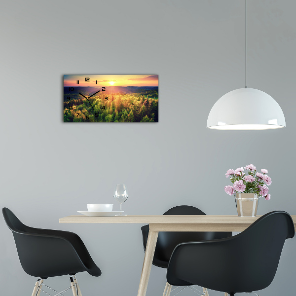 Glazen klok horizontaal Zonsondergang in het bos