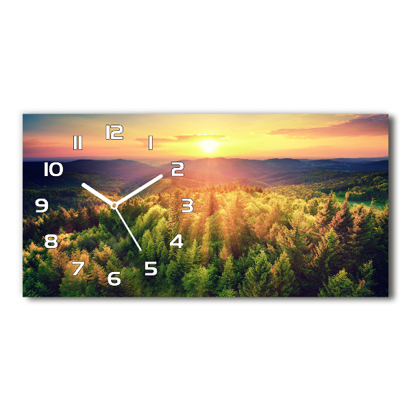 Glazen klok horizontaal Zonsondergang in het bos