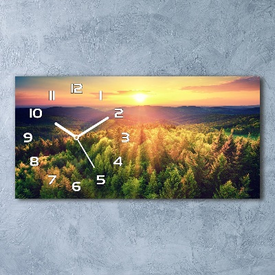 Glazen klok horizontaal Zonsondergang in het bos