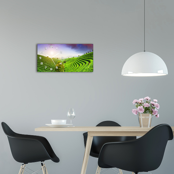 Zegar ścienny szklany Plantacja herbaty