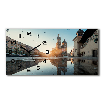 Langwerpige wandklok van glas Krakau, Polen