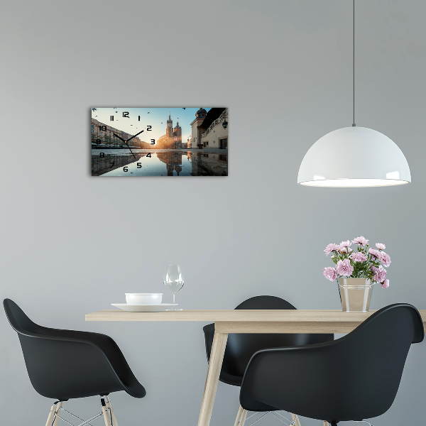 Langwerpige wandklok van glas Krakau, Polen
