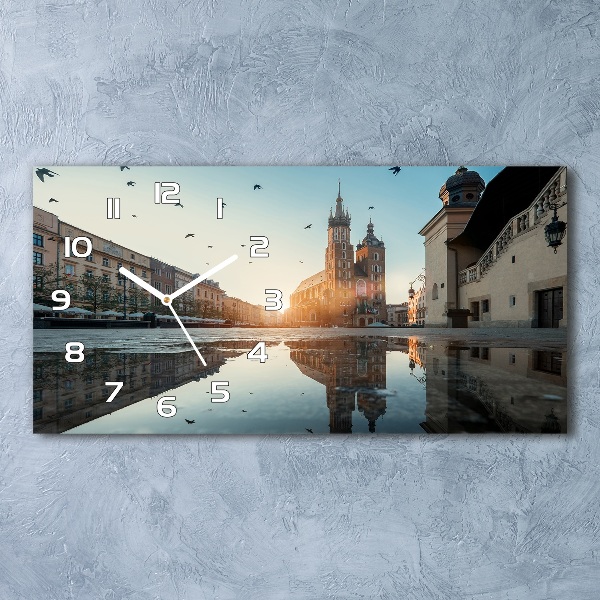 Langwerpige wandklok van glas Krakau, Polen