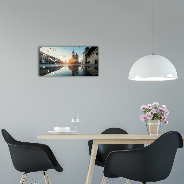 Langwerpige wandklok van glas Krakau, Polen