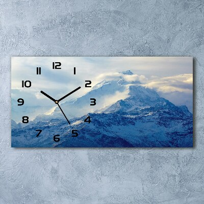 Langwerpige wandklok van glas Bergtop