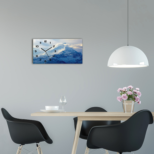 Langwerpige wandklok van glas Bergtop