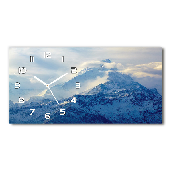 Langwerpige wandklok van glas Bergtop