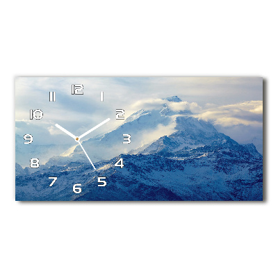 Langwerpige wandklok van glas Bergtop