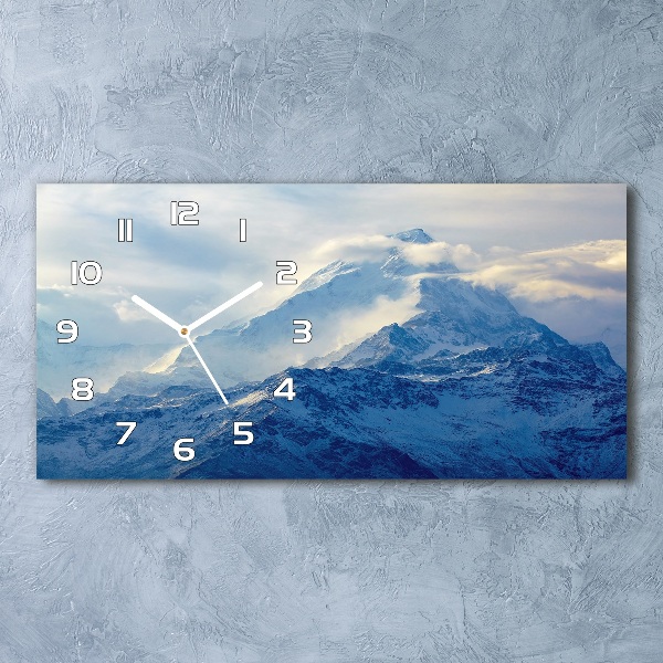 Langwerpige wandklok van glas Bergtop