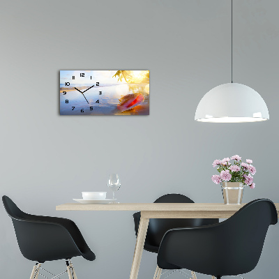 Glazen klok horizontaal Een schelp op het strand