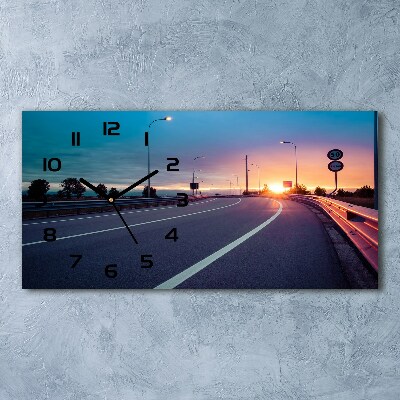 Glazen wandklok rechthoekig Snelweg